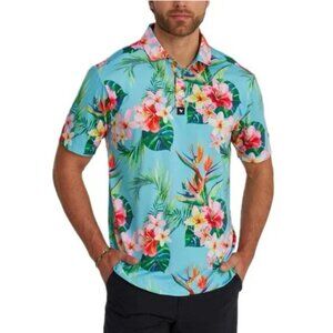 Bad Birdie Floral Paradise Polo - Blue and Pink